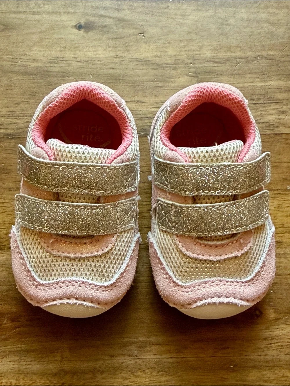 Stride Rite SM Mason Taupe Coral Sparkle Sneakers Size 3 NWOB